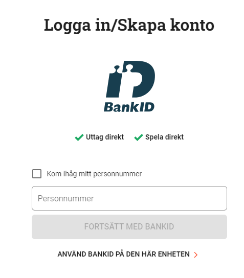 Logga in på Leo Vegas med bank-id